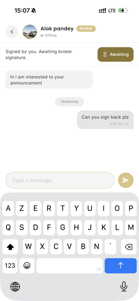 Messages screen